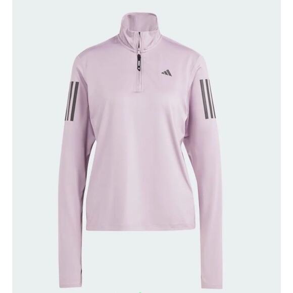 Adidas Women Own the Run Half-Zip Jacket Medium In Wonder Orchid NEW NWT - Picture 1 of 6
